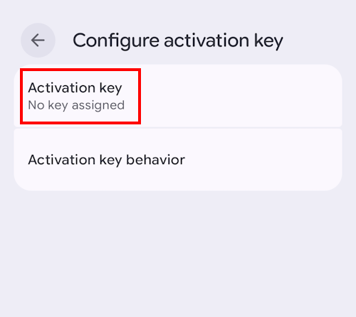 Tap where it says Activation key, No key assigned